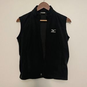Mizuno Fleece Solid black zip up Breath Thermo Vest Athletic Womens Small